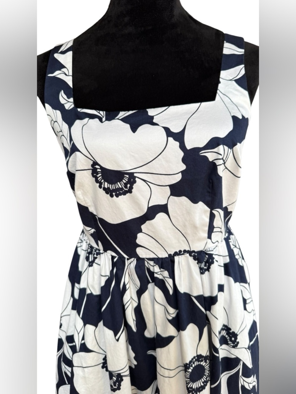 Boden Floral Navy and White Square Neck Maxi Dress Size 4US - Picture 3 of 9